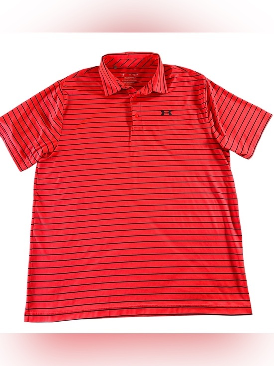 Under Armour Other - Under Armour Red Polo with Thin Black Stripes Men’s XL